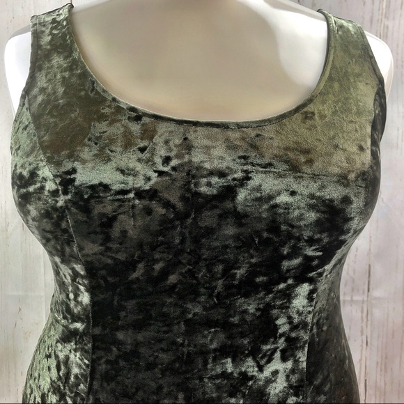 Plus Silver Sage Crushed Velvet Skater Dress - Picture 2 of 5